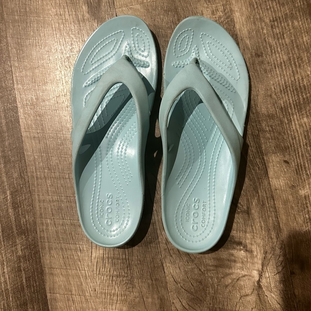 Light Blue Crocs Flip Flops